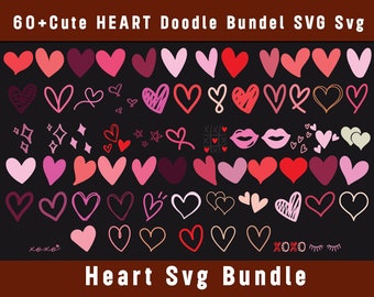 Paquete SVG de corazón doodle: imágenes prediseñadas de San Valentín dibujadas a mano (SVG y PNG)