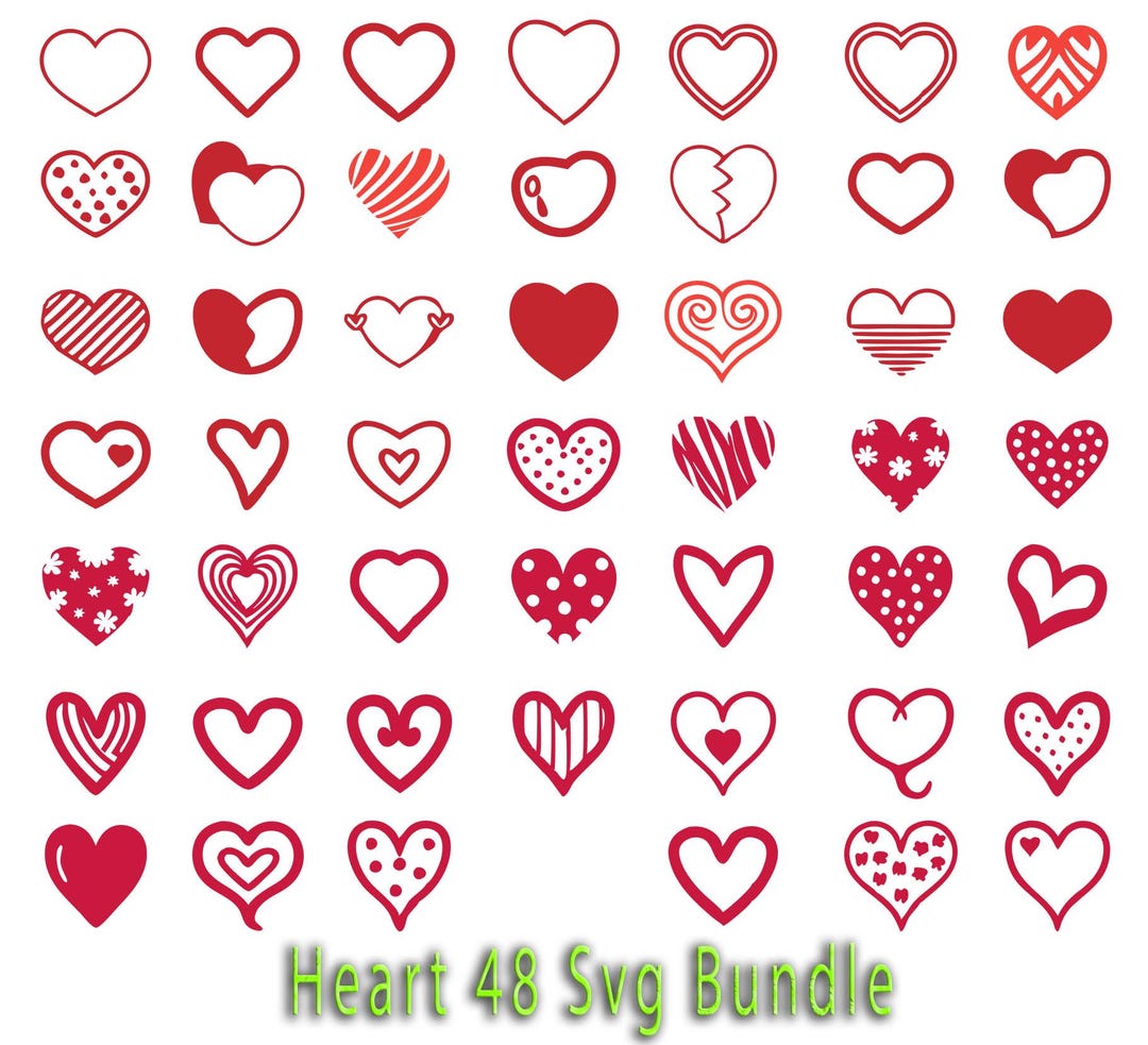Heart Doodle SVG Bundle: 48 Valentine Cut Files (digital Download) - Etsy
