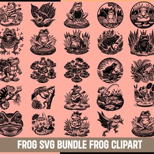 FROG Clipart- SVG Png Bundle, Floral Frog svg, Cute Frog Svg Funny Frog Svg, Toad svg, Animal Svg, Cut File, Digital Download commercial use