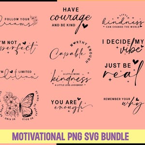 Motivational Svg Bundle, Positive Quote svg, Affirmation svg, Cute Inspirational svg, Saying Svg, Png Files, Funny Quotes cut files 02
