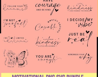 Motivational Svg Bundle, Positive Quote svg, Affirmation svg, Cute Inspirational svg, Saying Svg, Png Files, Funny Quotes cut files 02