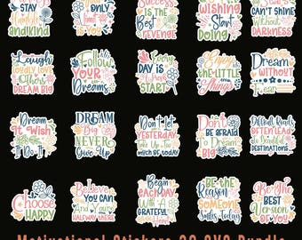 Pegatinas con frases inspiradoras: Paquete SVG bohemio retro (20 archivos)
