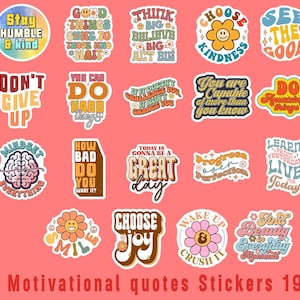 Retro Motivational Quote Stickers: Positive Affirmations Bundle (PNG Digital Download)