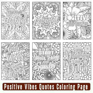 Positive Vibes Quotes |Motivational Coloring Pages | Motivational Quotes Coloring | Relaxing Stress Relief | Printable Adult Coloring Page