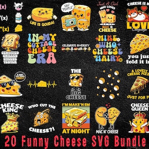 Funny Cheese SVG Bundle Cheese PNG Bundle Cheese Clipart Cheese SVG Cut Files for Cricut, Cheese Silhouette, Cheese VectorDigital Download