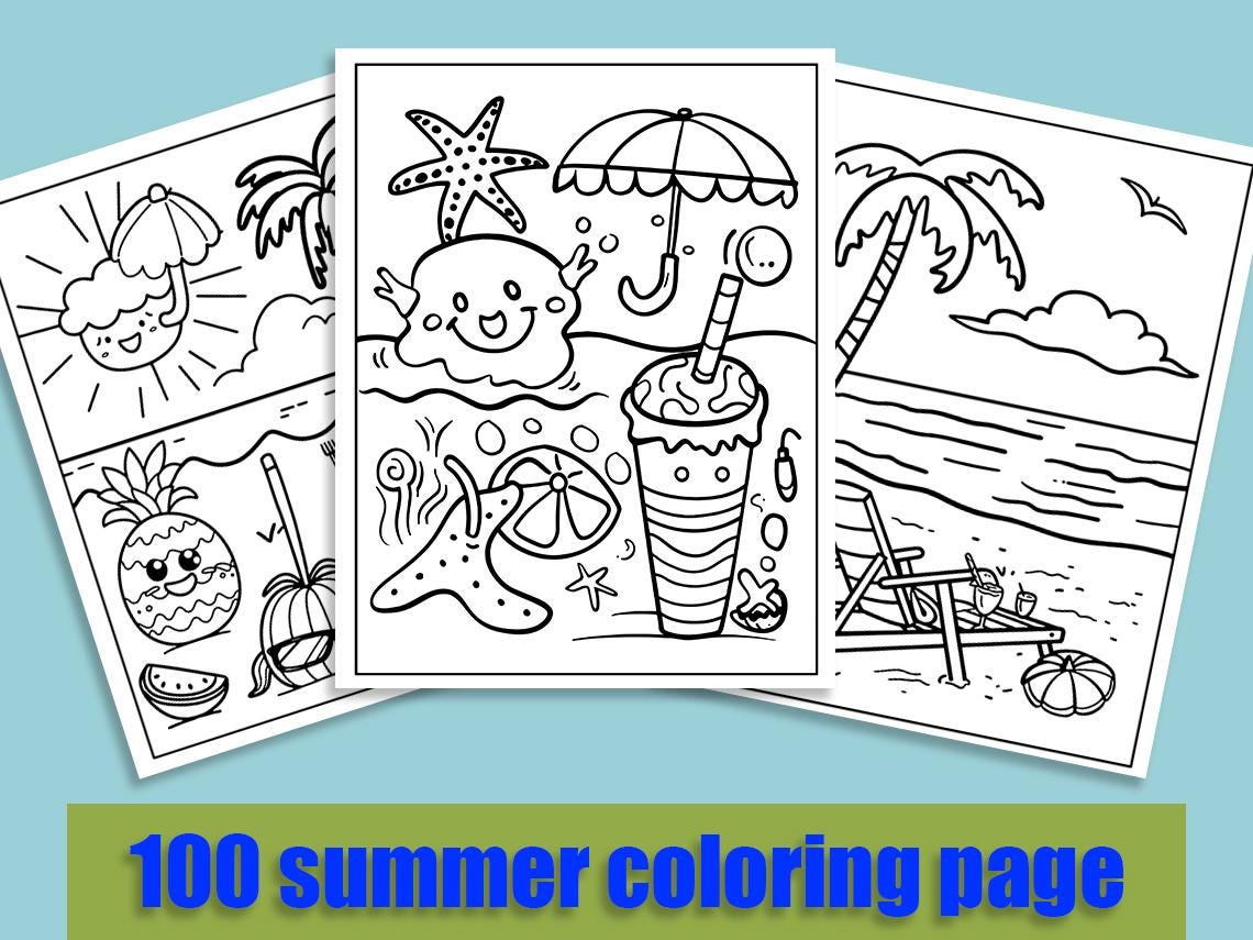 Summer Coloring Page, Pool Party Activity, Kids Coloring Pages,  Beach Coloring Sheets, Beach Coloring Pages, Summer Activity Page