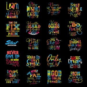 Motivational T-Shirt Design SVG Bundle: Positive Affirmations (Digital Download)