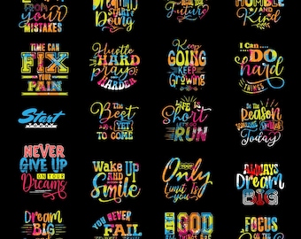 モチベーションを高めるTシャツデザインSVG、バンドル、インスピレーションを与える名言、印刷可能なステッカー、ポジティブなアファーメーション、自己愛SVG、メンタルヘルスSVG