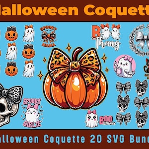 Halloween Coquette Ghost Pumpkin SVG Bundle (Digital Download)