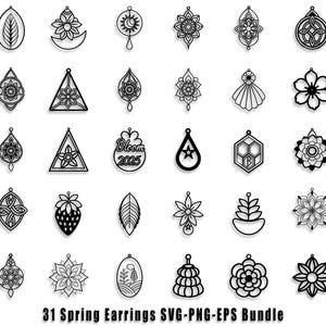 Laser Cut Earring SVG Template: Wooden Jewelry Designs (Digital Download)