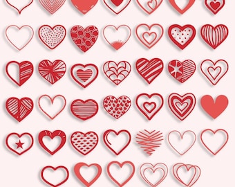 Heart SVG Bundle: 39 Doodle Cut Files (Digital Download)