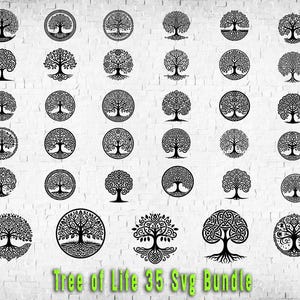 Paquete de árboles SVG, paquete de 35 árboles de la vida SVG, paquete de árboles SVG, clipart del árbol de la vida, árbol de la vida celta SVG, árbol genealógico SVG, raíces de árboles SVG