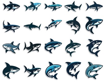 Silueta de tiburón en formato vectorial, imágenes prediseñadas para logotipos (svg, png, eps, dxf, pdf) (Descarga digital)