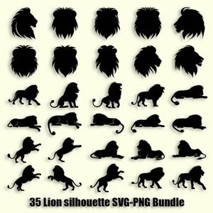 Lion SVG Bundle, Lion head svg, Lion Silhouettes, Lion Clipart, Lion King svg, Lion vector, Lion Cut File, Lion Face Cut File