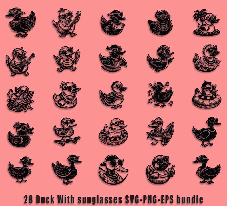 Duck With Sunglasses SVG Bundle: Funny Clipart for Cricut (digital ...