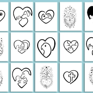 Pacote de corações, Ícone de coração, Desenhos de corações de animais, Rabiscos de corações florais, Rabisco de coração, Rabiscos de amor, Rabiscos de flores silvestres para o Dia dos Namorados, Coração