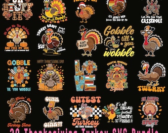 Thanksgiving Turkey SVG Bundle: Fall Designs (Digital Download)