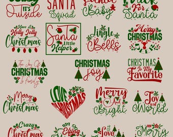 Christmas Quotes SVG PNG Bundle: T-Shirt Designs (Digital Download)