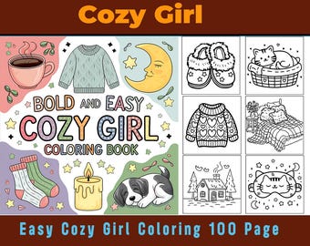 Bold Easy Girl Coloring Pages Set One 100 pages Cozy Adorable Creepy Creatures in Cozy Hygge Moments Coloring Instant Download PDF