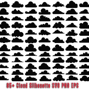Cloud SVG Bundle, Cloud Vector, Eps, Png, Dxf, Cloud Clip Art, Cloud Cricut Cut File, Clouds Silhouette Files, Cloud 85 Shapes vector eps