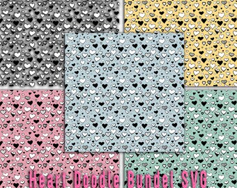 Heart Doodle Seamless Pattern: Valentine Vector Cut File (Digital Download)