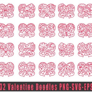 Valentine Doodles svg Sweetheart clipart bundle, Valentine clip art love romantic hearts vector, digital stamp illustration Png Jpeg SVG EPS