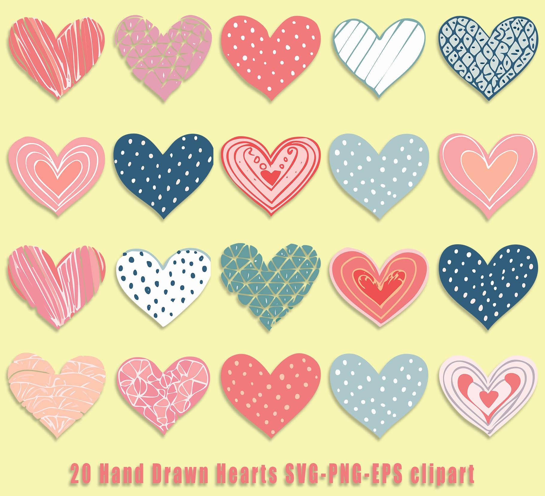 Hand Drawn Heart Doodle SVG Bundle: Cricut Cut Files (digital Download ...