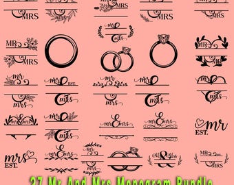 Mr and Mrs Split Monogram SVG Bundle (Digital Download)