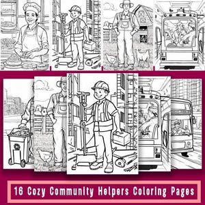 16 Community Helpers Coloring Pages: Career Day Activity (PDF Pattern)