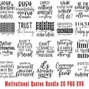 Motivational Quote Svg Bundle, Positive Quote svg, Affirmation svg, Cute Inspirational svg, Saying Svg, Png Files, Funny Quotes 20 cut files