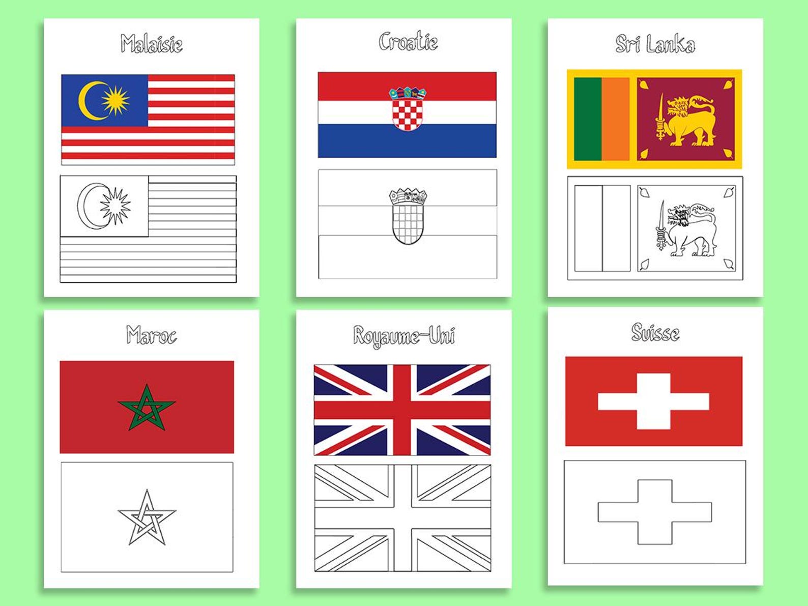 Flags Coloring Pages, National Flags Coloring Pages for Kids, Flags of