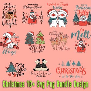 Adesivos fofos de Natal PNG SVG Pacote de Natal PNG, Feliz Natal PNG, Natal PNG, Papai Noel PNG, Pacote PNG, Download digital