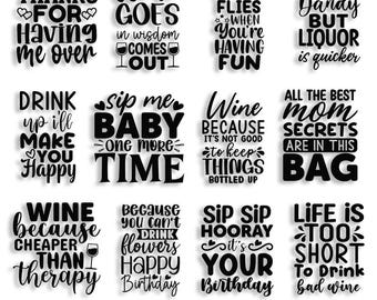 Funny Wine Bag SVG Bundle, Christmas Wine Quotes (Digital Download)