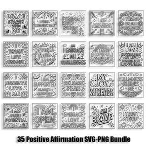 Motivational Quotes Coloring Pages, Positive Affirmation Sheets for Adults, Teens, Kids, Printable Inspirational Quotes, Instant Download