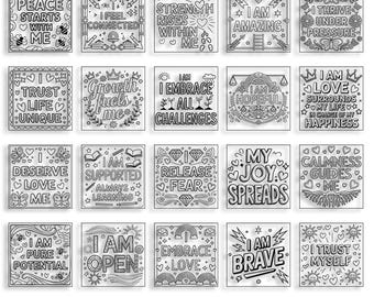 Motivational Quotes Coloring Pages: Positive Affirmation Sheets (Digital Download)