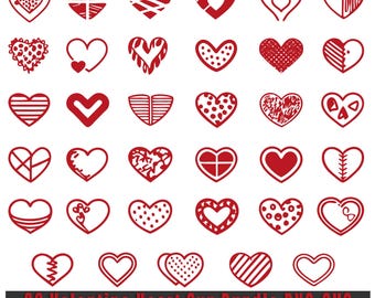 Hand Drawn Heart SVG Bundle: Doodle Cut Files (Digital Download)