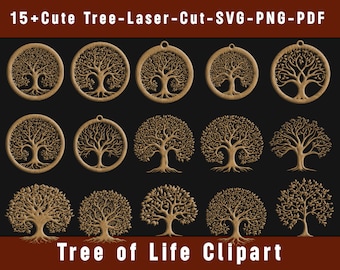 Archivos SVG cortados con láser del Árbol de la Vida: Paquete de imágenes prediseñadas (descarga digital)