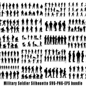 Military Soldier Silhouette SVG Bundle, Soldier Clipart, Military Cut Files, Soldiers Svg, Army Svg, Soldiers Silhouette, Military Svg,Png 2