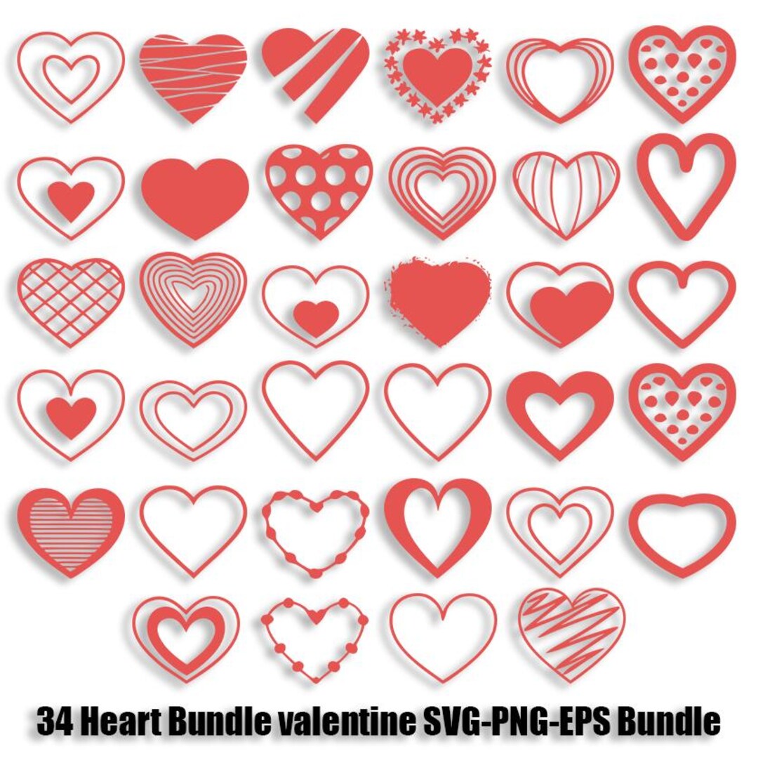 Heart SVG Bundle: Doodle & Hand Drawn Cut Files (digital Download) - Etsy