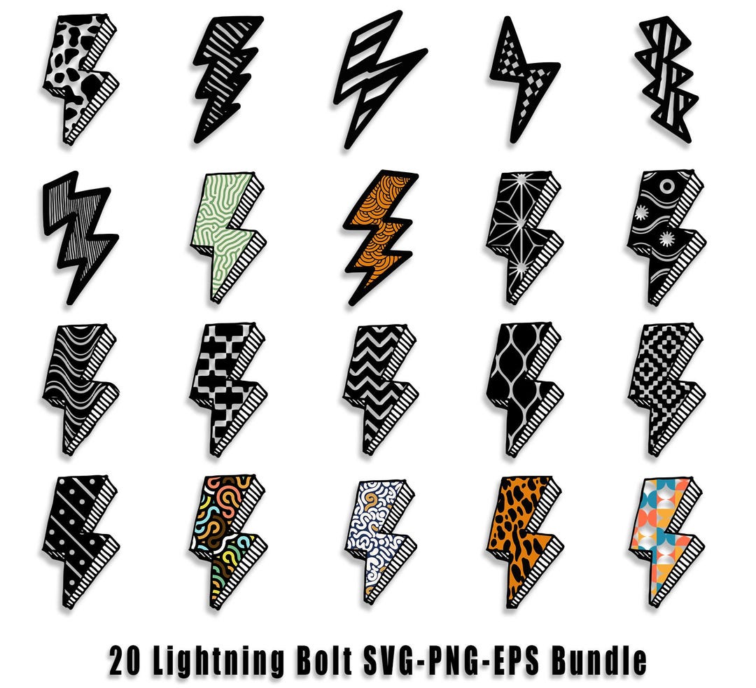 Lightning Bolt SVG Bundle, Thunder Svg, Lightning Bolt PNG Bundle ...