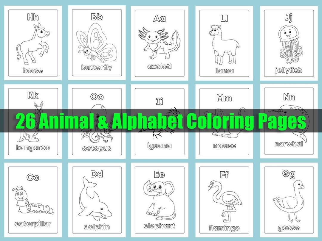 Alphabet Animal Coloring Pages, A to Z Animal Coloring, Learn Alphabet