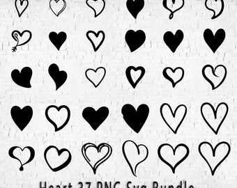 Heart Doodle SVG Bundle: Hand Drawn Clipart (Digital Download)