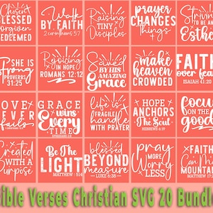 Bible Verse SVG Bundle: Christian Religious Quotes (20 Designs) (Digital Download)
