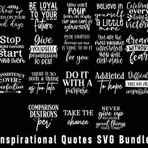 Inspirational Quotes Png Svg Bundle, Inspirational Quotes, Printable Quotes, Positive Affirmations, Self Love svg, Mental Health svg