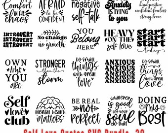Mental Health SVG Bundle, Self Love Svg, Inspirational Svg, Positive ...