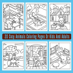 Cozy Moments Coloring Pages Set One 20 pages Spooky Cutie: Adorable Creepy Creatures in Cozy Hygge Moments Coloring Instant Download PDF