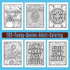 Funny Quotes Adult Coloring, Adult Quotes Coloring Book Printable for Stress Relief, Anxiety Relief, Affirmation, Swear Words, Funny PDF