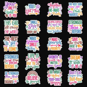 Motivational quotes Png Svg, Bundle, Inspirational Quotes, Printable Stickers, Positive Affirmations, Self Love svg, Mental Health svg Png