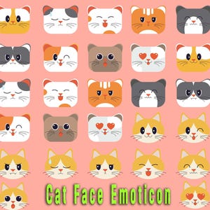 Cat Face Emoticon SVG Bundle: Cat Breeds Clipart (Digital Download)