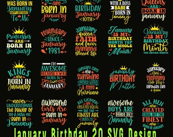 January Birthday SVG Bundle: Colorful Designs (Digital Download)